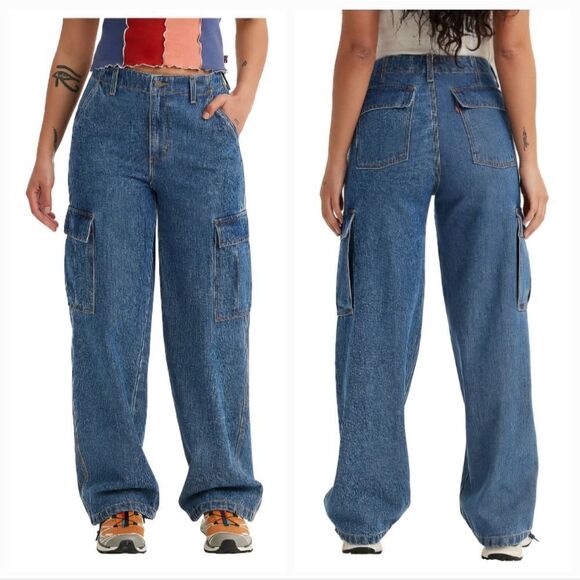 Levi's Women's '94 Baggy Cargo Drawstring Jeans Size 26 - Picture 1 of 10